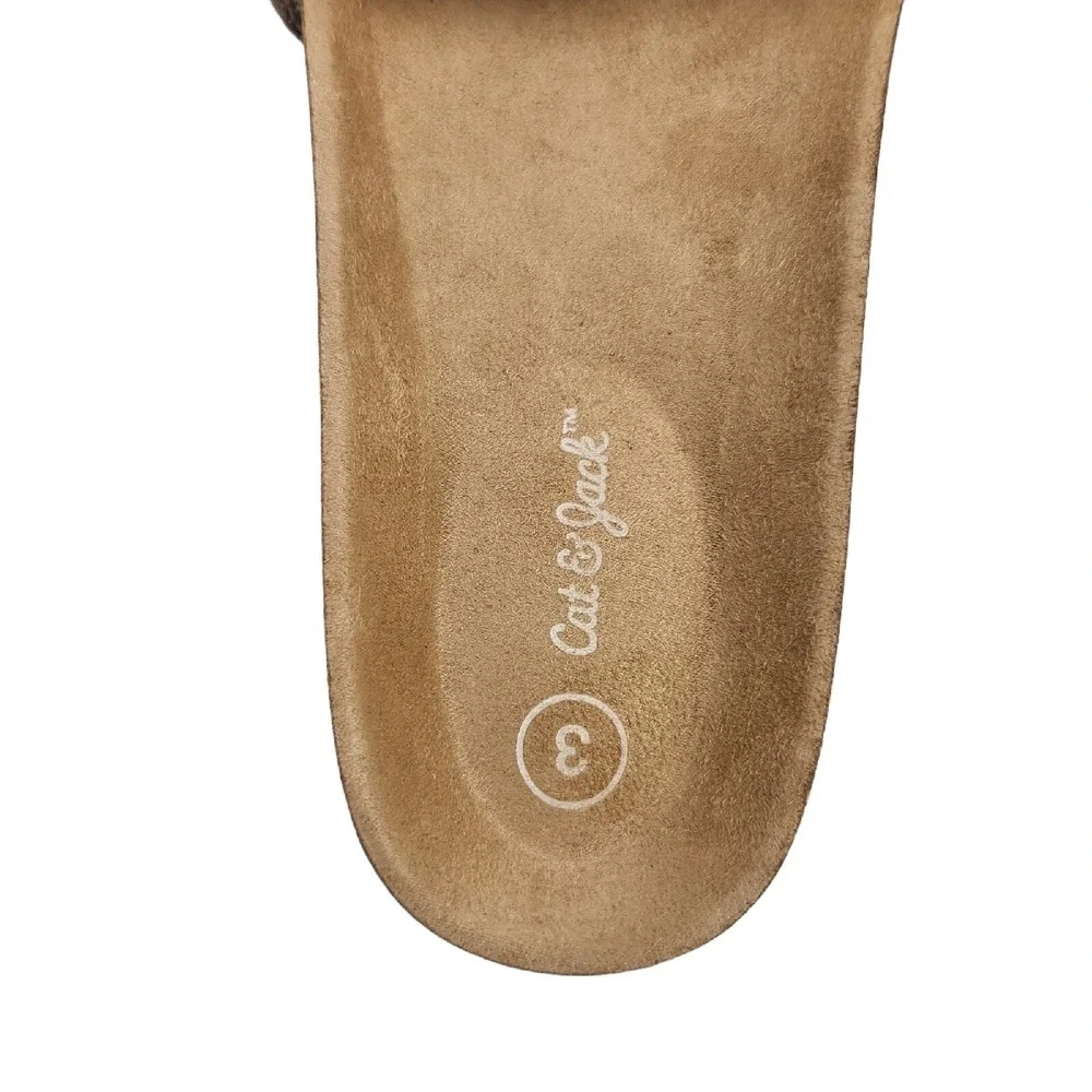 Cat & Jack Youth Girls Selma Tan Animal Print Sandals Size 3 Slide On Brown‎